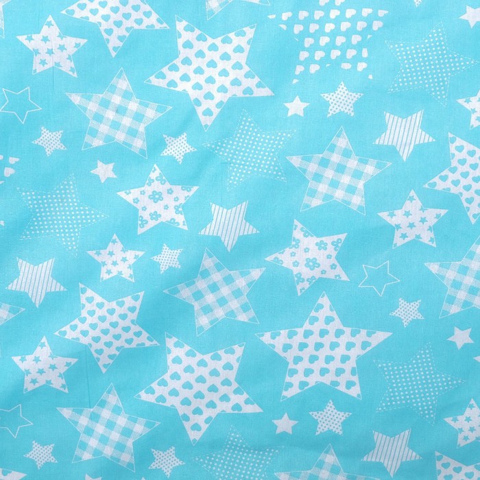 Комплект в кроватку ПРЕМИУМ Звезды серые, 22 предмета, цв гол/бирюза, бязь 120