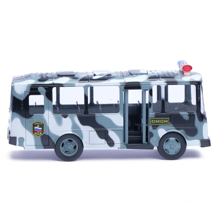 Автобус инерционный "ОМОН", свет и звук, масштаб 1:32