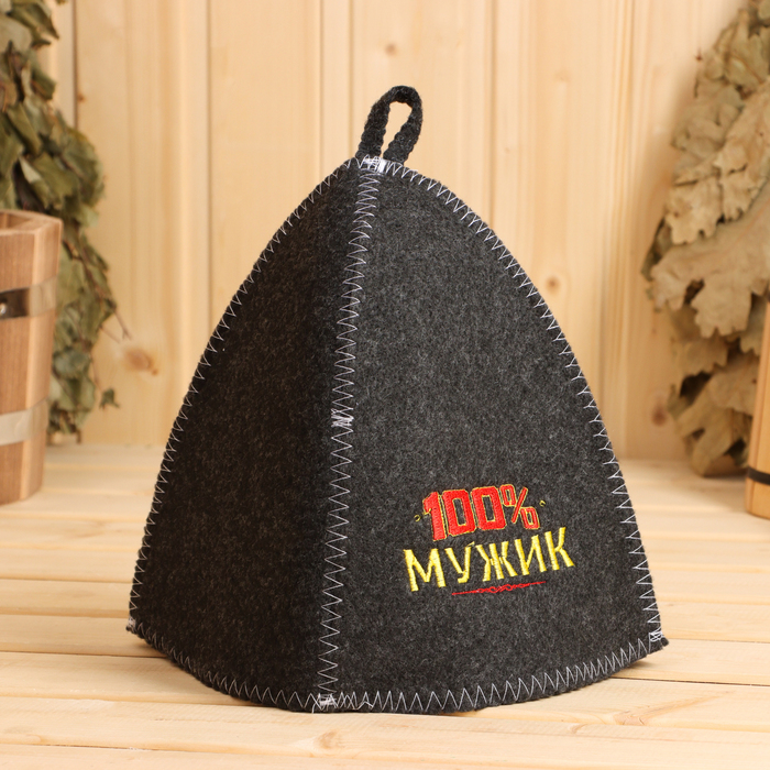 Банный набор "100% мужику! Для 100% бани": шапка, коврик, рукавица
