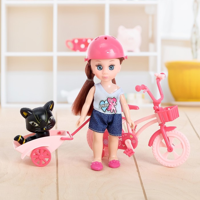 Кукла модная "Валентина" в костюмчике, с питомцем и аксессуарами, МИКС