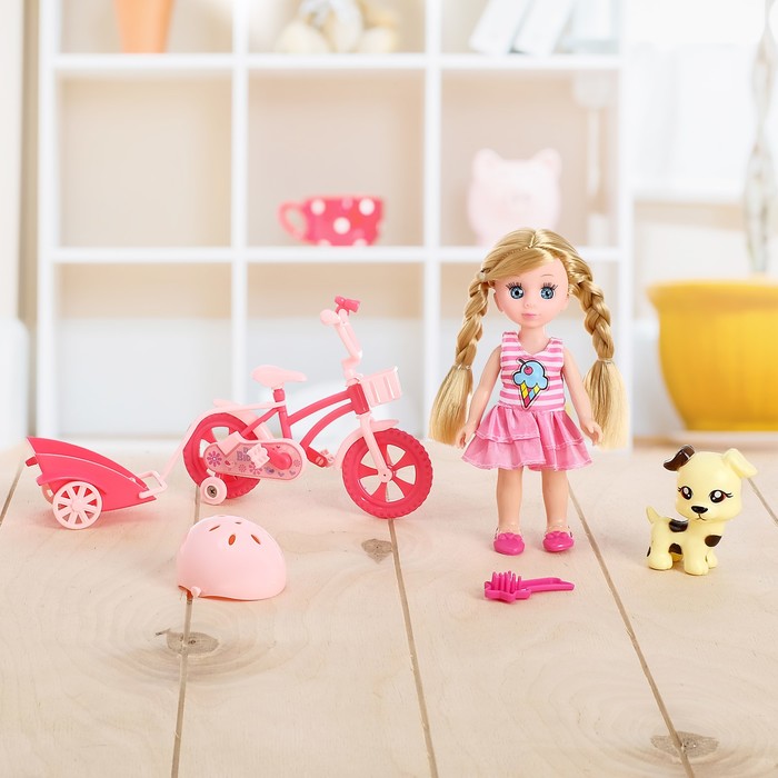 Кукла модная "Валентина" в костюмчике, с питомцем и аксессуарами, МИКС
