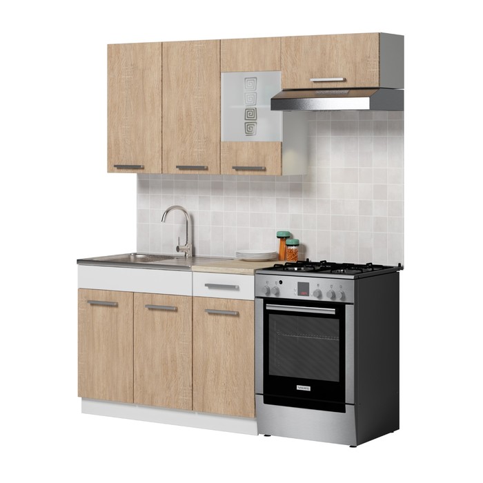 Кухонный гарнитур Алиса, 1800 мм, цвет Белый/дуб сонома