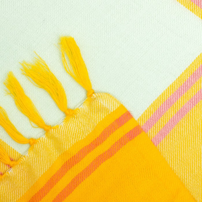 Плед полушерстяной 140х150см,(узелки) 180 г/м2,жел/мят.свеж/гортензия,70% акрил 30% шерсть