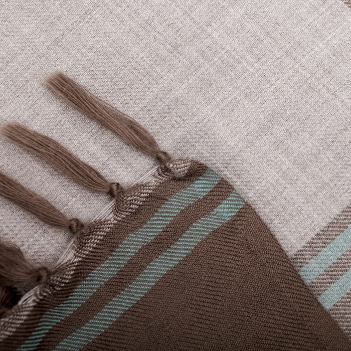 Плед полушерстяной 140х150см,(узелки) 180 г/м2,св.дюна/кора/мор.бриз, 70% акрил 30% шерсть