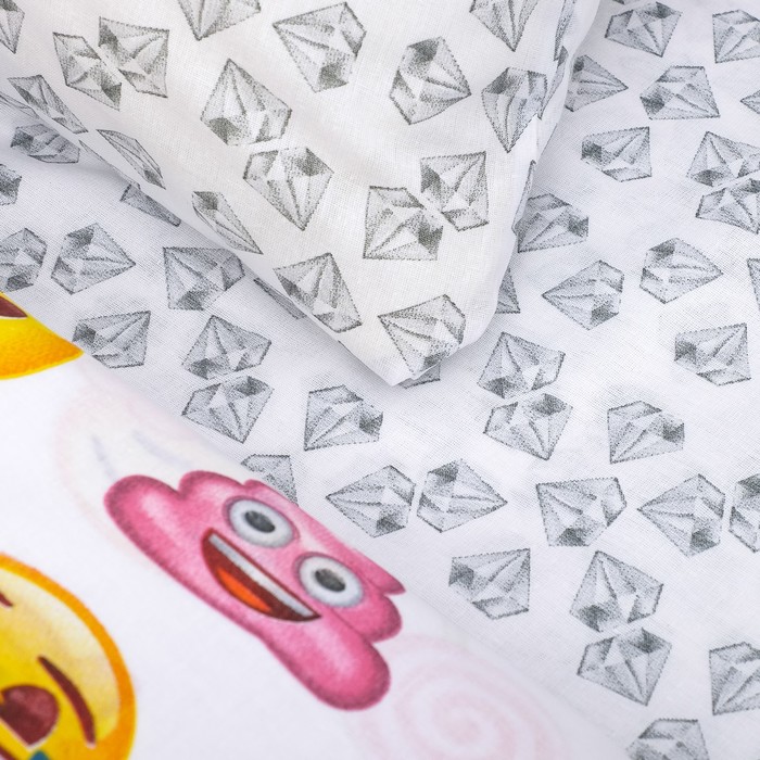 КПБ 1,5 "Emoji" Смайлы пинк 143*215, 150*214, 70*70 см 1 шт бязь, хл100 120 гм