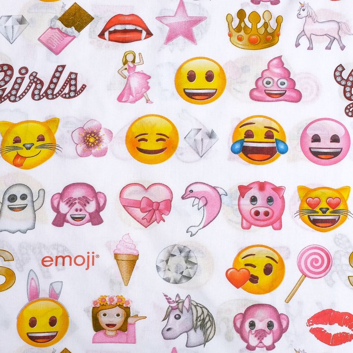 КПБ 1,5 "Emoji" Смайлы пинк 143*215, 150*214, 70*70 см 1 шт бязь, хл100 120 гм