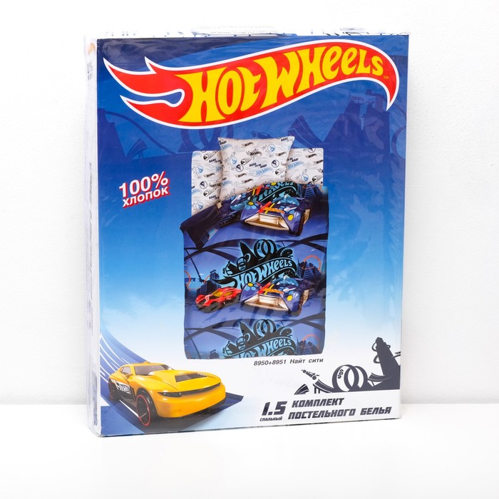 КПБ 1.5 Hot Wheels Найт Сити 143*215, 150*214, 70*70 см 1 шт бязь, хл100 120 гм