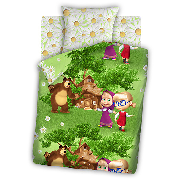 КПБ 1,5 "Маша и Медведь" Двое на одного 143*215, 150*214, 70*70 см 1 шт бязь, хл100 120 гм