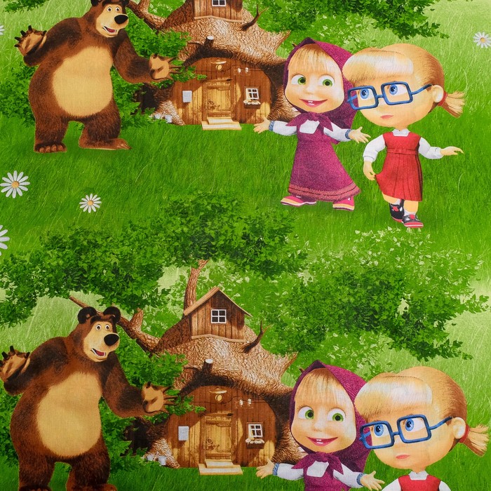 КПБ 1,5 "Маша и Медведь" Двое на одного 143*215, 150*214, 70*70 см 1 шт бязь, хл100 120 гм