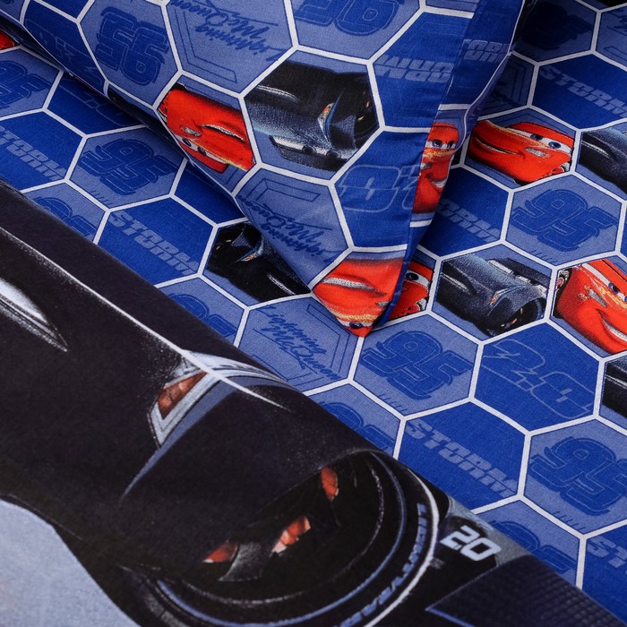 КПБ 1.5 "Тачки" Neon Обгон 143*215, 150*214, 70*70 см 1 шт поплин, хл100 107 гм