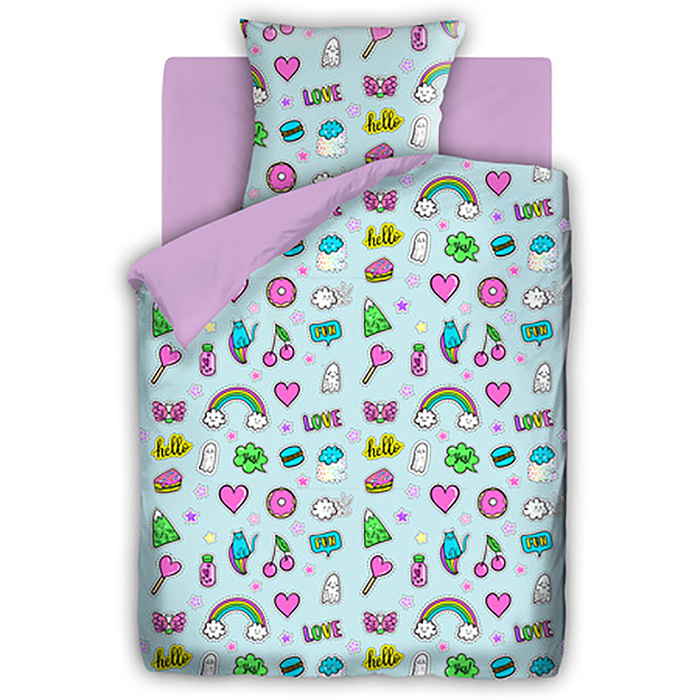 КПБ 1,5 "FOR YOU" Аппликации 143*215, 150*214, 70*70 см 1 шт бязь, хл100 120 гм