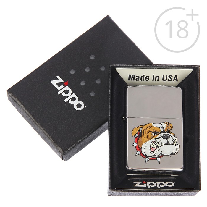 Зажигалка ZIPPO 250 MEAN DOG с покрытием High Polish Chrome
