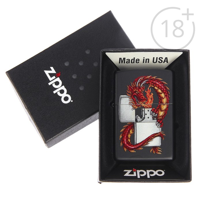 Зажигалка ZIPPO 218 ORIENTAL DRAGON с покрытием Black Matte