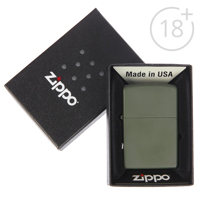 Зажигалка ZIPPO 221 Classic с покрытием Green Matte