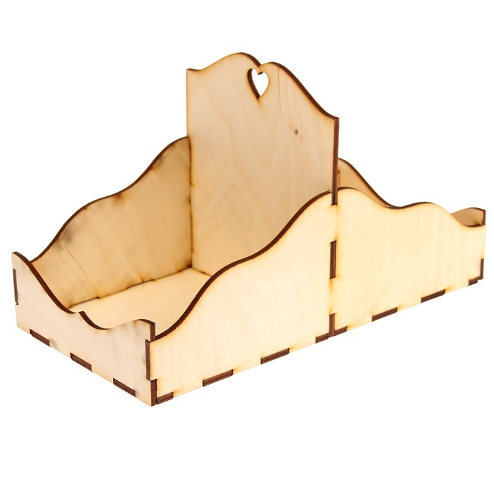 Подставка для специй для декора "Сердечко 2 отд-я № 3" из фанеры, 6 деталей, 14х15х27 см