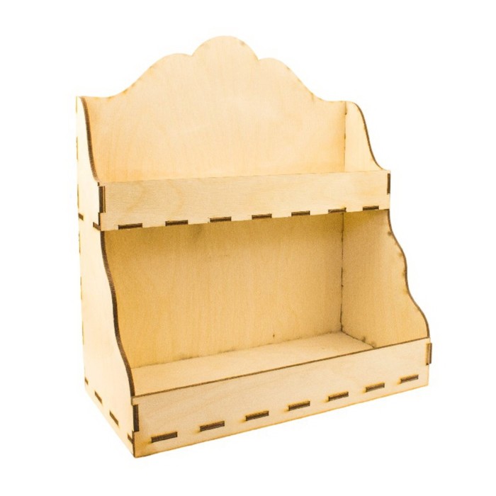 Полка для специй для декора "Резная 2 отд-я" из фанеры, набор 6 деталей, 29,5х14,5х33,5 см