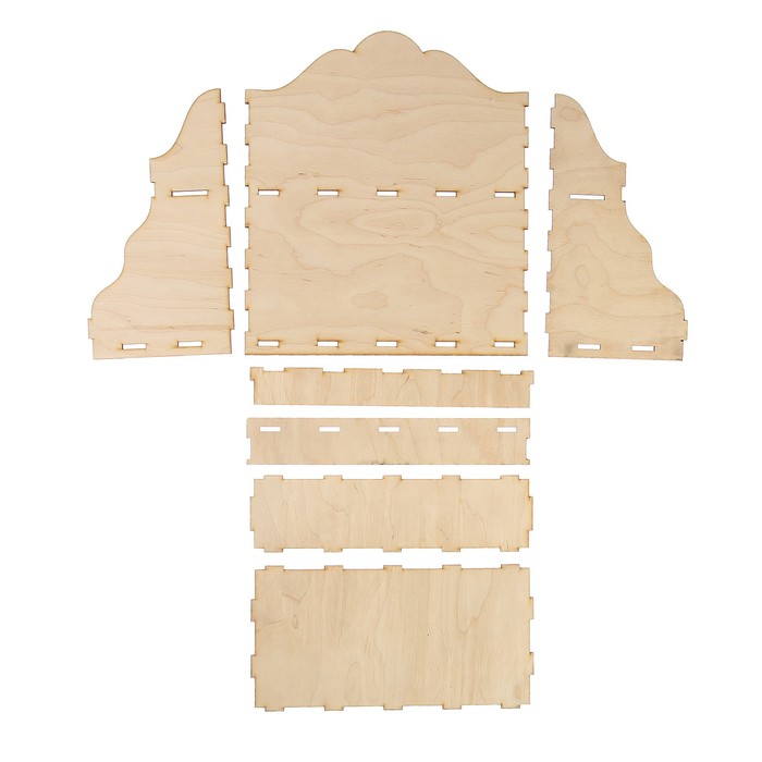 Полка для специй для декора "Резная 2 отд-я" из фанеры, набор 6 деталей, 29,5х14,5х33,5 см