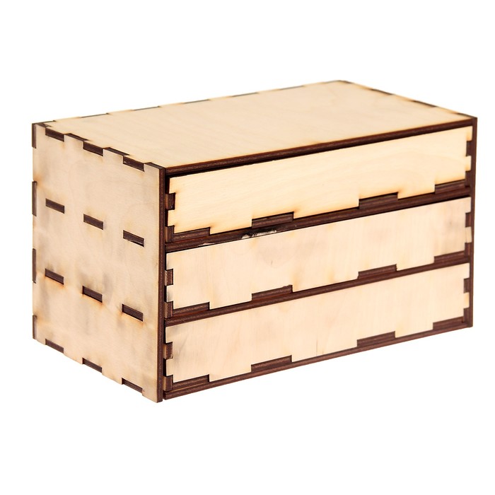 Шкатулка из фанеры "Мини-комод 3 ящика" (набор 22 детали) 21х12х12 см