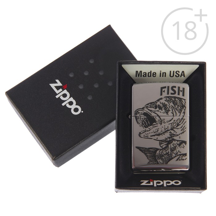 Зажигалка ZIPPO 250 FISH - BIG MOUTH с покрытием High Polish Chrome
