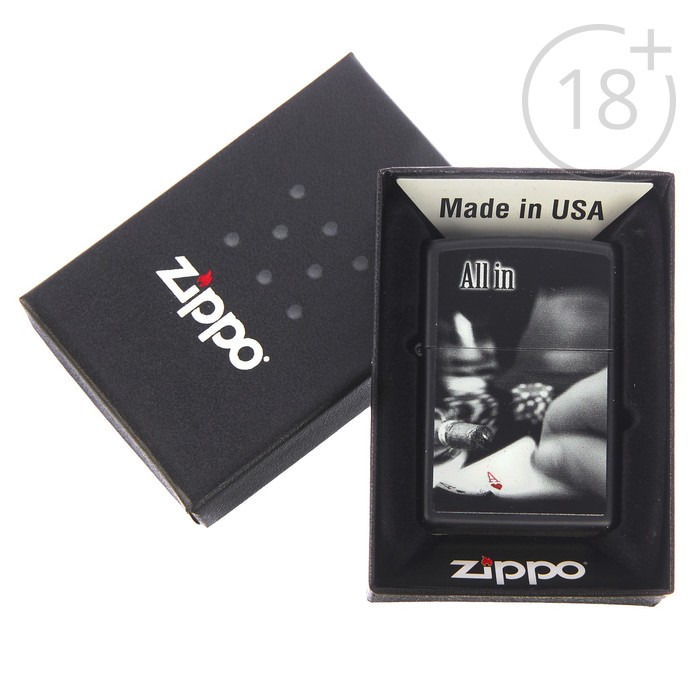 Зажигалка ZIPPO 218 ALL IN ALL с покрытием Black Matte