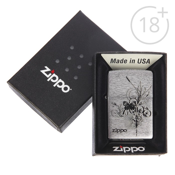 Зажигалка ZIPPO 24800 Classic с покрытием Brushed Chrome