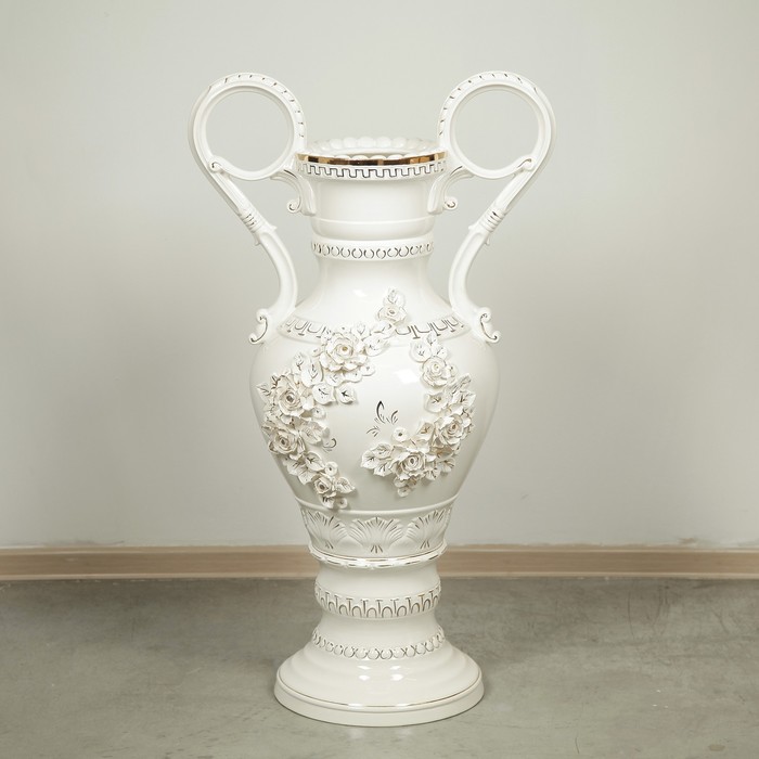 Ваза напольная "Стелла", белая, лепка