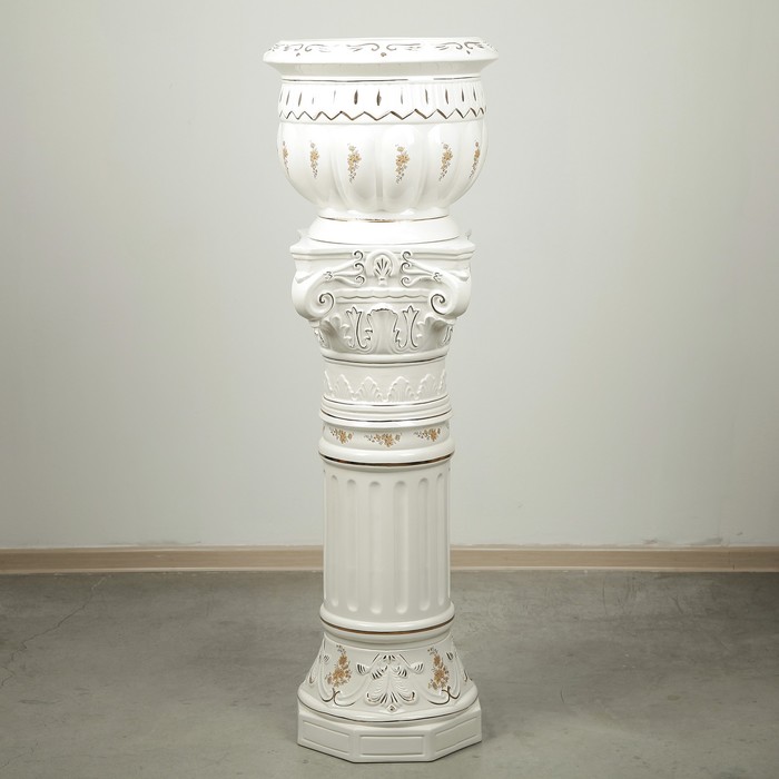 Кашпо на колоне греческой, белый
