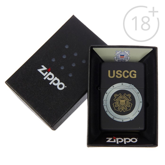 Зажигалка ZIPPO USCG с покрытием Black Matte