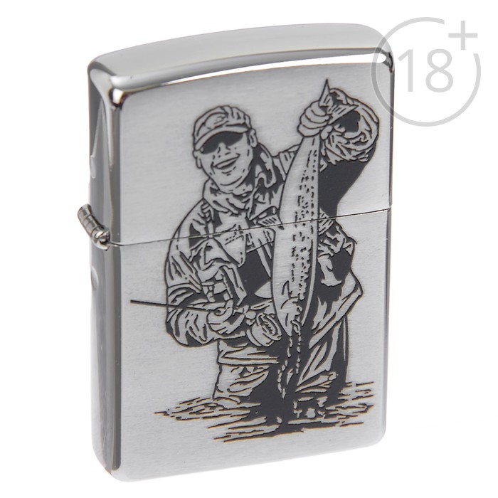 Зажигалка ZIPPO 200 Fisherman с покрытием Brushed Chrome