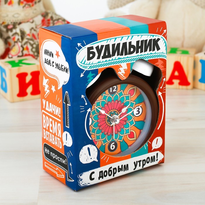 Часы будильник "Узоры", d=8 см