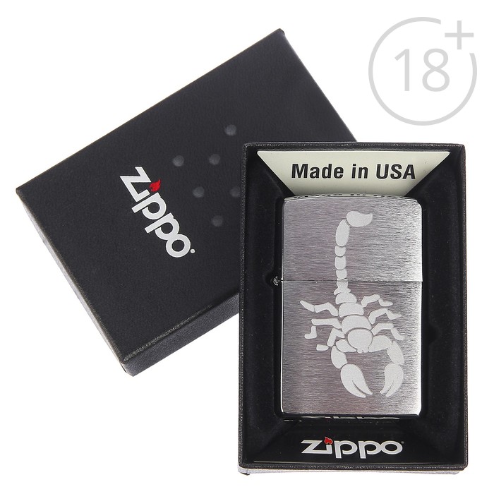 Зажигалка ZIPPO 200 Scorpion с покрытием Brushed Chrome