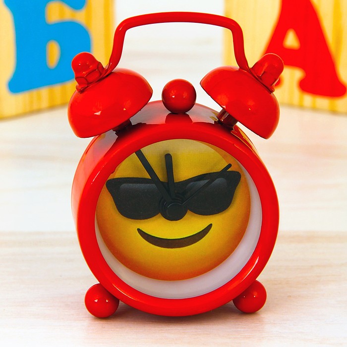 Часы будильник "Смайл в очках", d=4 см