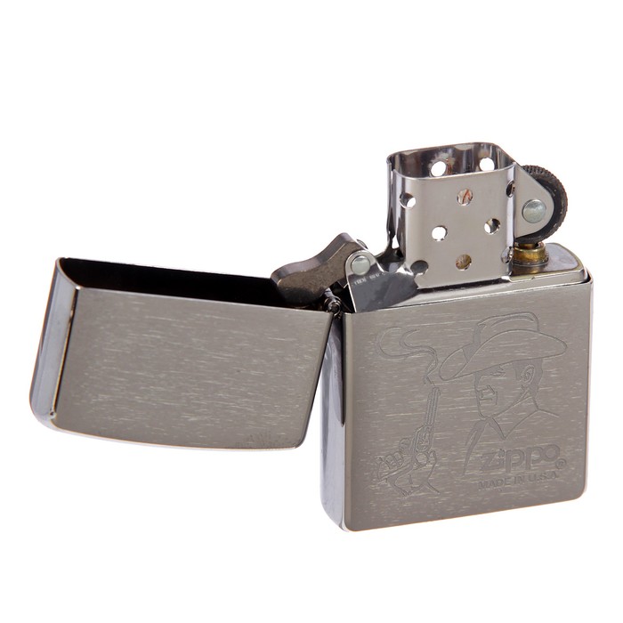 Зажигалка ZIPPO 200 Cowboy с покрытием Brushed Chrome