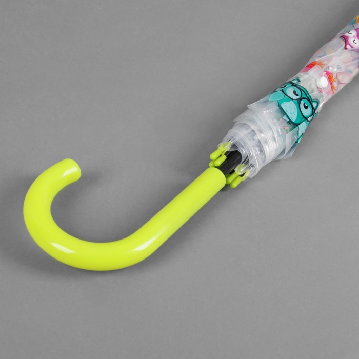 Зонт-трость "Совы", полуавтоматический, R=60см, цвет салатовый