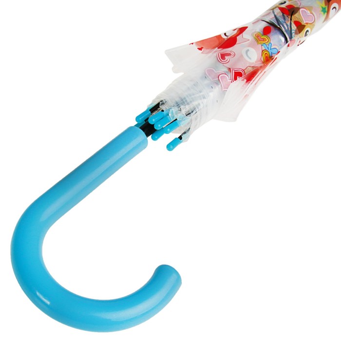 Зонт-трость "Совы", полуавтоматический, R=60см, цвет голубой