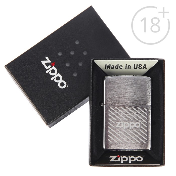 Зажигалка ZIPPO 200 Zippo Stripes с покрытием Brushed Chrome