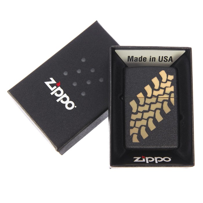 Зажигалка ZIPPO 236 Tire Tracks с покрытием Black Crackle