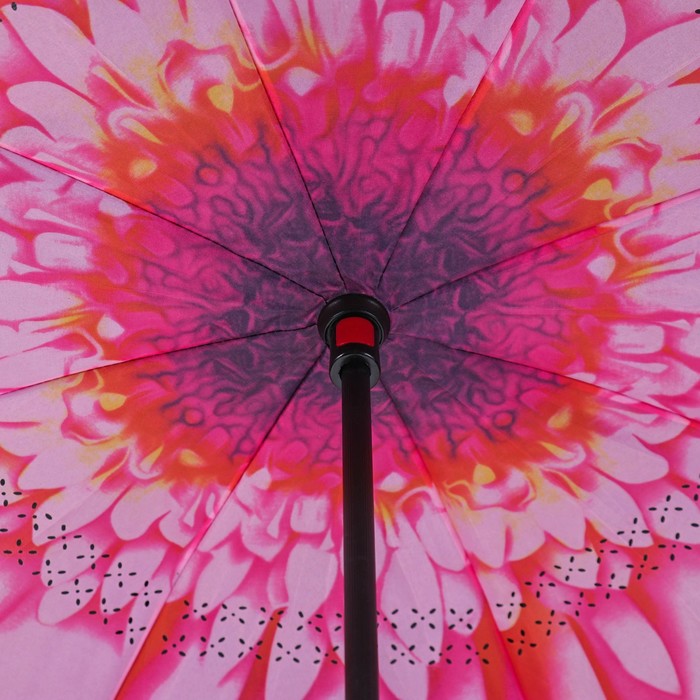 Зонт наоборот "Цветок", механический, R=56см, цвет розовый/чёрный