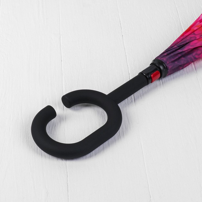 Зонт наоборот "Цветок", механический, R=56см, цвет розовый/чёрный