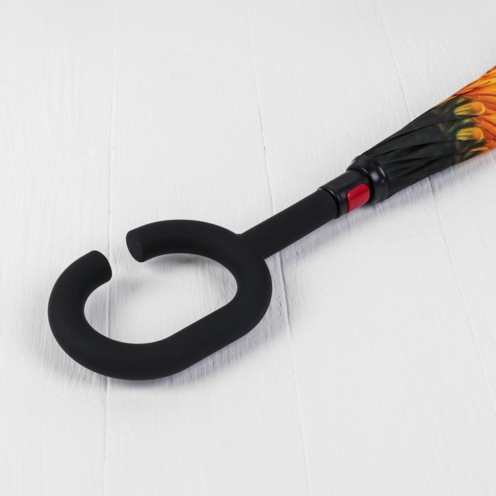 Зонт наоборот "Цветок", механический, R=56см, цвет жёлтый/чёрный