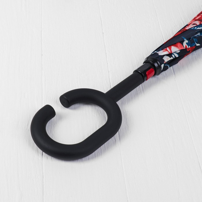 Зонт наоборот "Розы", механический, R=56см, цвет чёрный