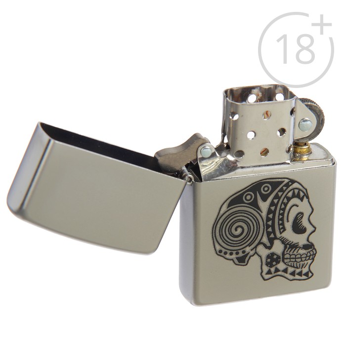 Зажигалка ZIPPO 205 Tattoo Skull с покрытием Satin Chrome