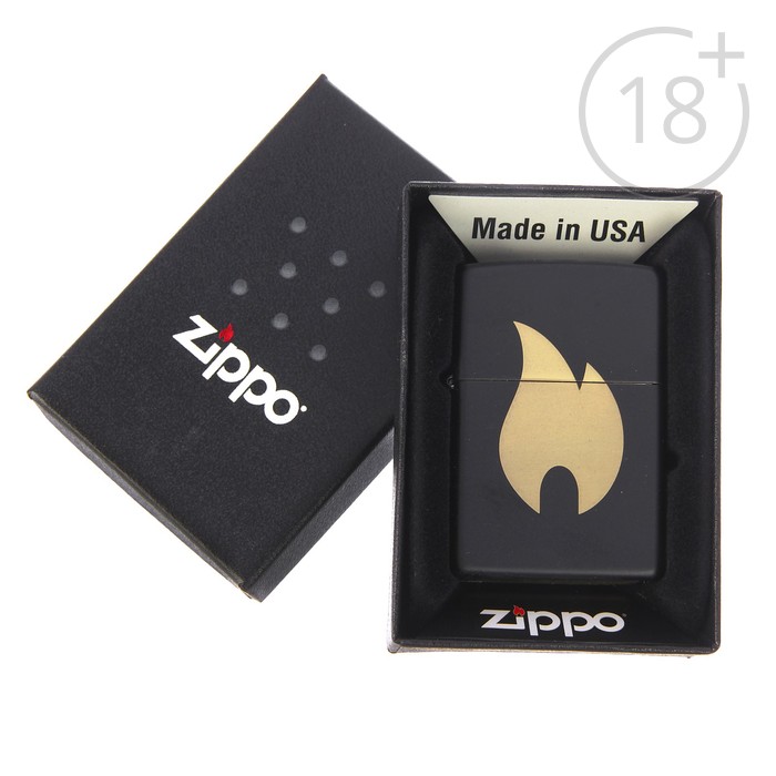 Зажигалка ZIPPO 218 Flame chromed с покрытием Black Matte
