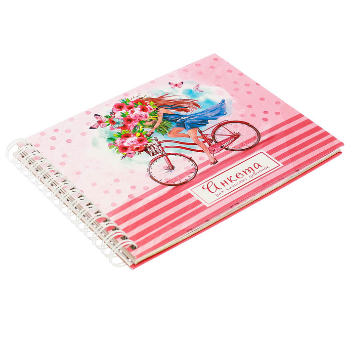 Анкета для девочек на гребне с наклейками "Анкета для классных девчонок", А6, твёрдая обложка, 60 страниц