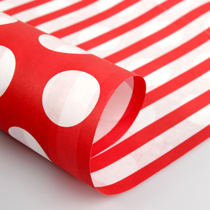 Бумага упаковочная крафт, двусторонняя, "Круги люкс", красная, 0.7 х 10 м