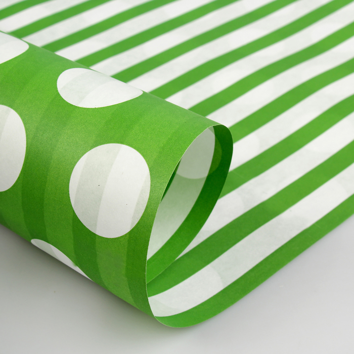 Бумага упаковочная крафт, двусторонняя, "Круги люкс", салатовая, 0.7 х 10 м