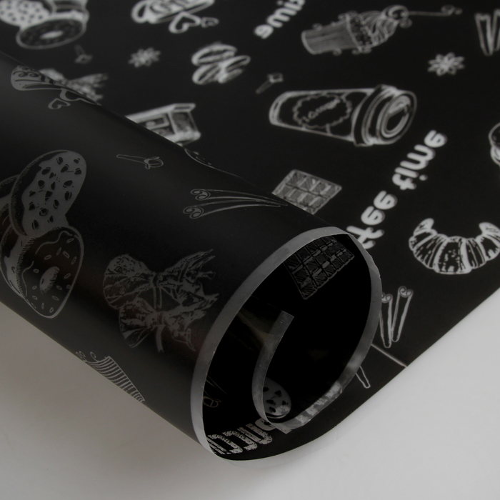 Пленка для цветов и подарков матовая "Кофе" черный 0.7 х 8.2 м, 35 мкм