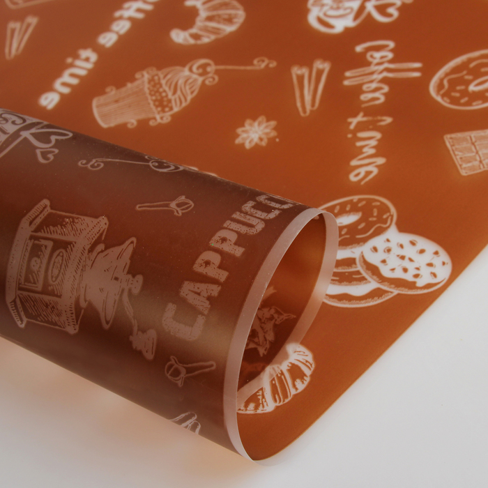 Пленка для цветов и подарков матовая "Кофе" коричневый 0.7 х 8.2 м, 35 мкм