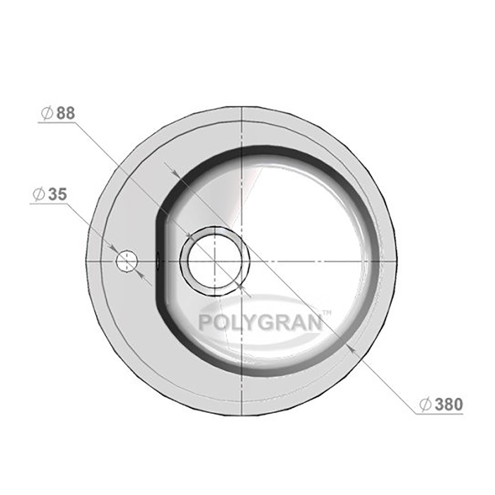 Мойка кухонная из литьевого мрамора Polygran F-08, белая