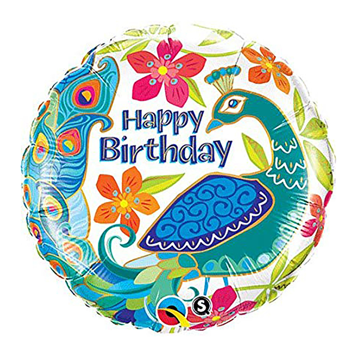 Шар фольгированный 18" "С днем рождения Павлин" Q
